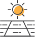 solar panels with sun shining down